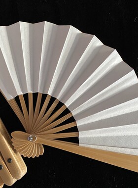 迷你小折扇4-6寸手工水磨玉竹扇文玩扇书法扇宣纸折扇空白扇面