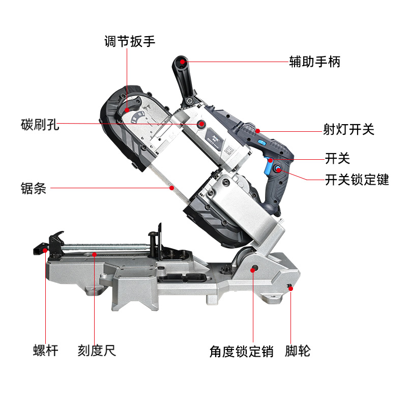 博来便携式多功能带锯机手持金属切割机工具小型卧式锯床无级变速-图3