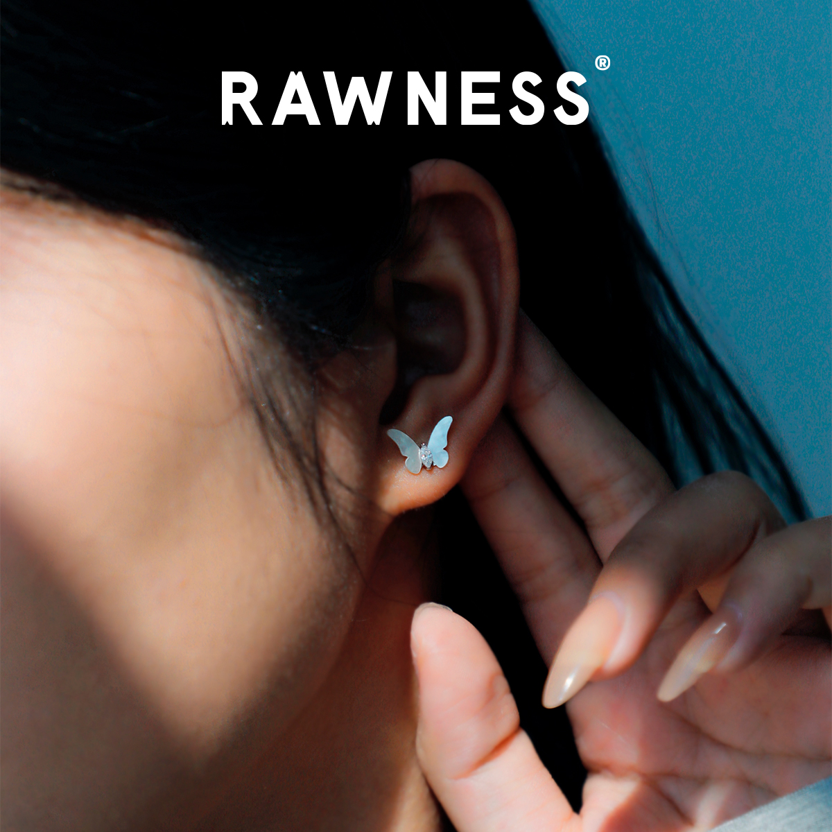 RAWNESS 蝴蝶贝母耳钉 极简立体925银 气质甜美耳环简约日常通勤 - 图2