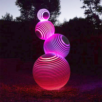 Outdoor large stainless steel luminous hollowed-out ball mirror sculpted custom manufacturer water view ball abstract Landscape big swing piece