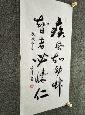 书法字画定制手写李世民《赠萧瑀》：疾风知劲草智者必怀仁