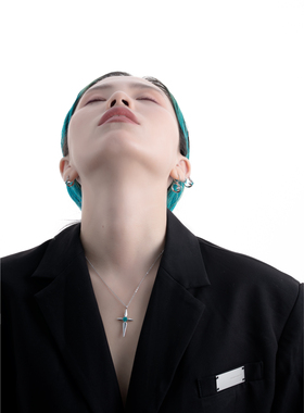 项链银十字链星星原创小众设计师