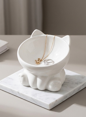 可爱猫咪造型陶瓷收纳碗摆件