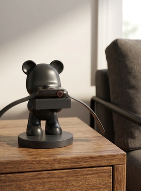 黑色小熊手办收纳摆件