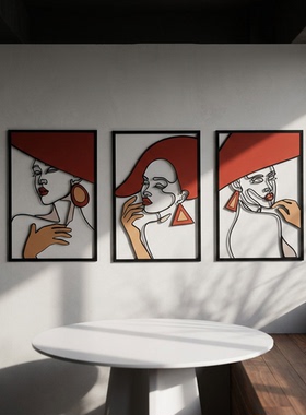 现代简约抽象人物金属立体摆件