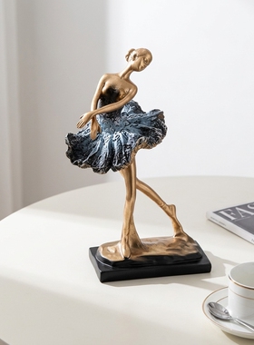 创意金色芭蕾舞者雕塑摆件