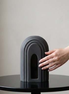 现代简约几何灰色纸巾盒摆件