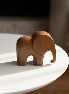 胡桃木大象实木桌面镇纸摆件