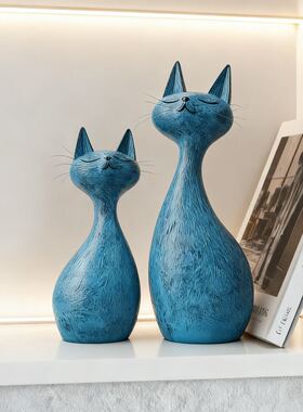 可爱猫咪摆件一对客厅书房桌面