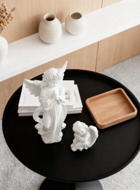 白色天使客厅茶几雕塑摆件