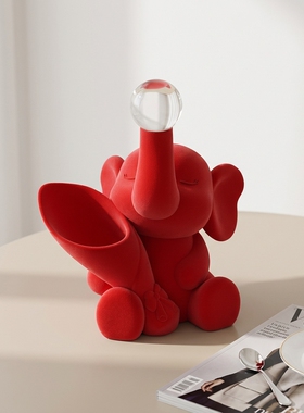红色小象造型毛毡可爱摆件