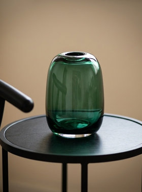 绿色玻璃花瓶果冻造型家居摆件