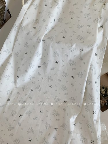 全棉40支印花布韩系少女ins小碎花蝴蝶结家居服发饰童装布diy布料 - 图1