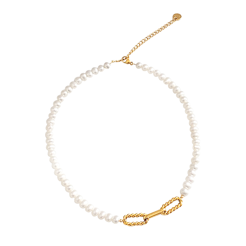 DOUDOUSTORE高品质近圆天然淡水珍珠项链女设计感叠戴颈链锁骨链多图5
