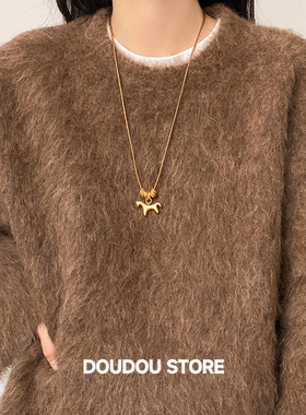 沙金小马毛衣链项链女