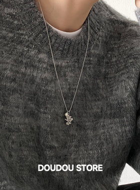 DOUDOUSTORE毛衣链秋冬褶皱珍珠裙摆项链ins女高级感时尚小众ins