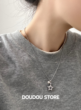 五角星珍珠锁骨链女简约日常百搭