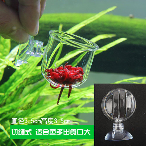 玻璃红虫喂食器鱼缸投食圈冻丰年虾赤虫投喂鱼漂浮杯小型神器透明 - 图2