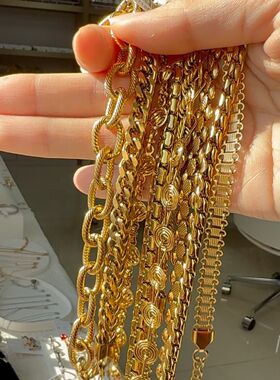 跨境热款不锈钢手链ins欧美金属感粗链条18K镀金手链饰品厂家直销