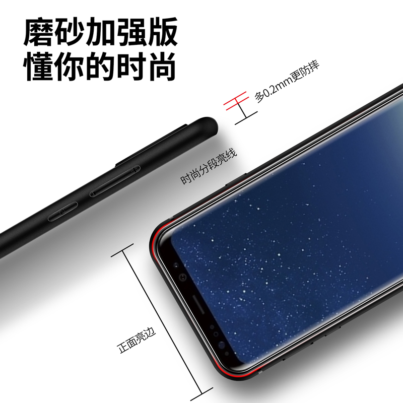 适用三星S8+手机壳S8磨砂S8plus硅胶GalaxyS8十防摔保护套个性软壳超薄全包边男士女生新款外壳黑色外抗指纹 - 图1