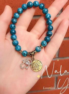 om瑜伽字符天然石手链简约