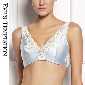 eves夏娃的诱惑全罩杯真丝绿色文胸聚拢女侧收副乳内衣1304121