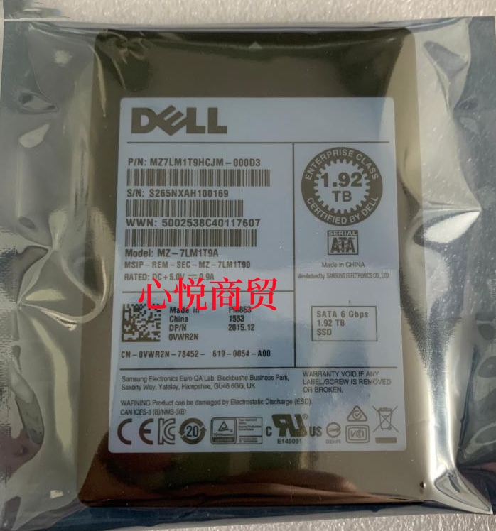 Dell 1.92T 2.5寸 SSD SATA固态硬盘MZ-7LM1T9A PM863 0VWR2N-图0