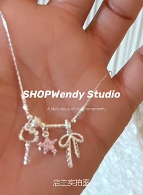 甜心kt女孩S925纯银蝴蝶结项链