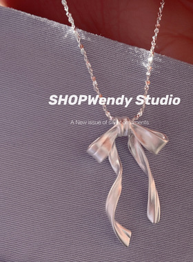 通体s925纯银丝带蝴蝶结项链