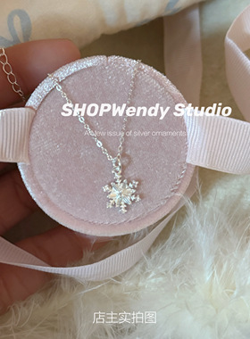 S999足银简约雪花项链