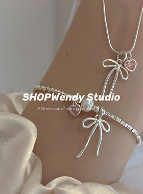 少女心蝴蝶结手链项链套装