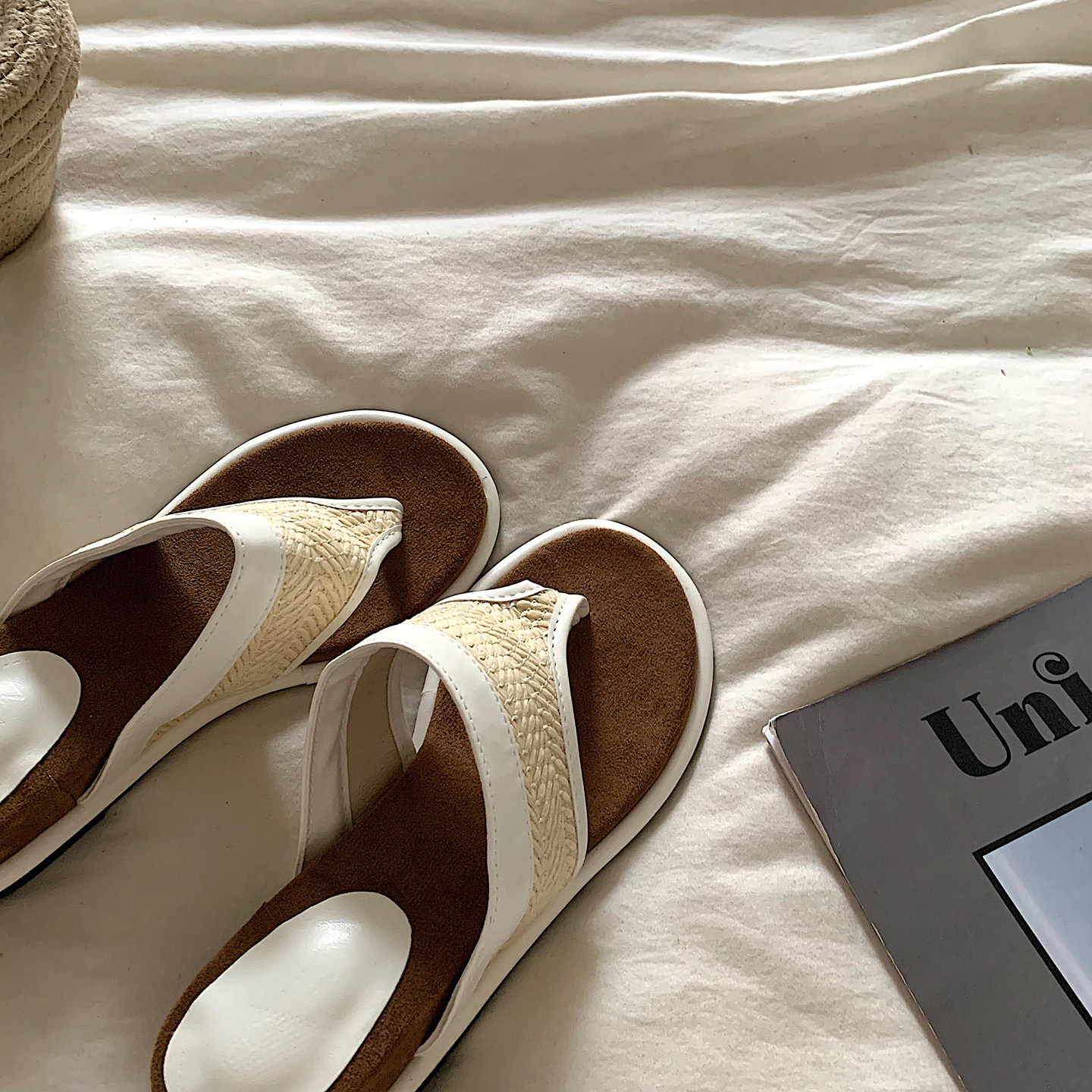 海岛度假~露思同款高及感厚底坡跟人字拖女ins编织复古沙滩凉拖鞋,淘宝优惠券,粉丝福利购,淘宝优惠卷