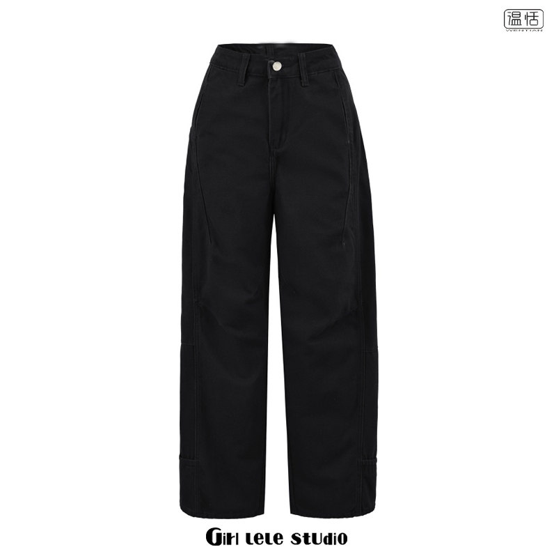 【包邮】美式复古风时尚工装裤高腰直筒裤设计感宽松显瘦百搭长裤,淘宝优惠券,粉丝福利购,淘宝优惠卷