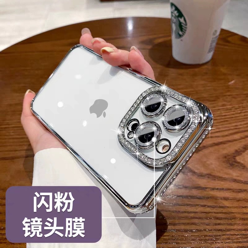 适用苹果14Promax手机壳iPhone13硅胶防摔12带镜头膜14plus电镀透明全包11高级感奢华女款13Pm时尚软壳15新款 - 图2