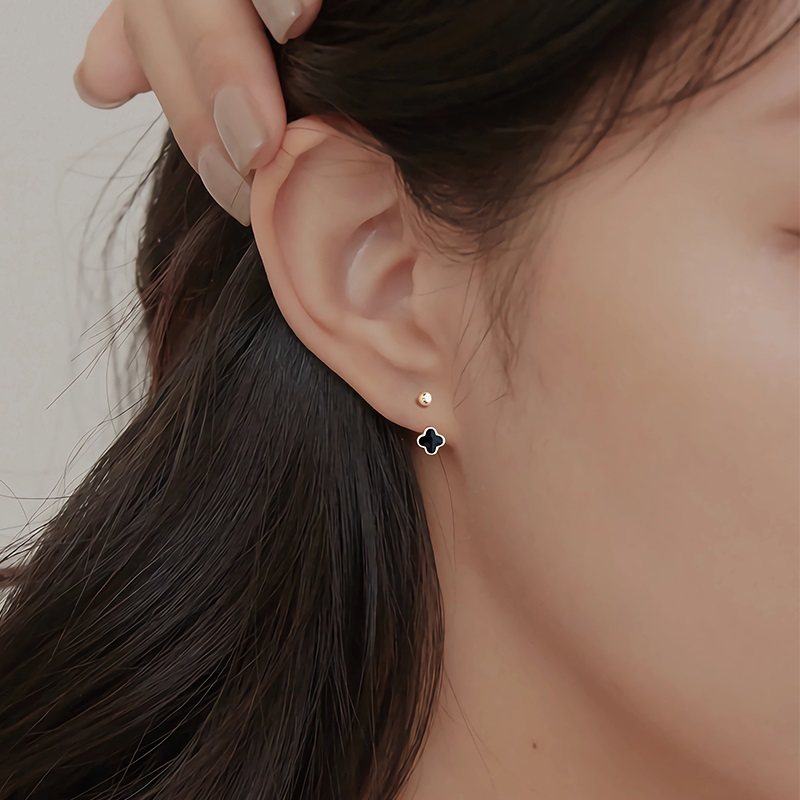 s999纯银耳环2025新款爆款高级感滴胶幸运草后挂式耳钉养耳洞耳饰,淘宝优惠券,粉丝福利购,淘宝优惠卷