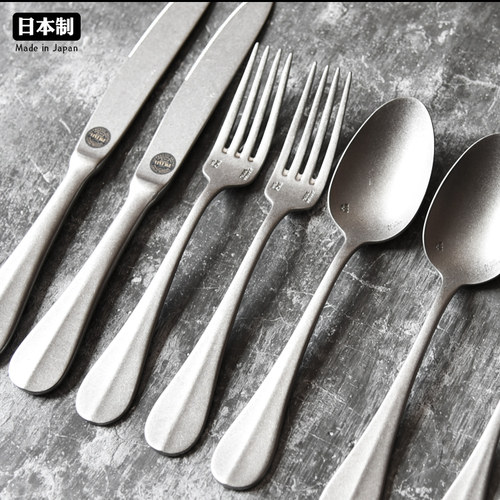 日本进口青芳制作所AOYOSHI法式复古磨砂不锈钢西餐具刀叉勺礼盒 - 图1