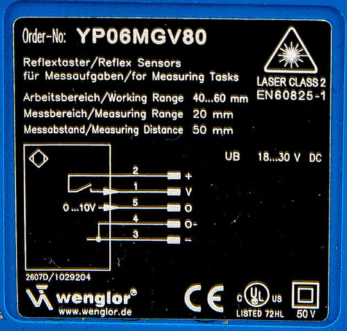 WENGLOR REFLEX SENSOR YP06MGV80 Reflextaster fr Messaufgaben - 图1