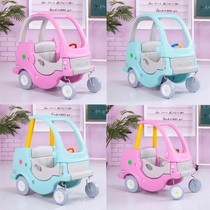 Naughty Castle Children Play Plastic Toy Kindergarten Princess Car Small Caravan Gold Tortoise Car Twist Moped Scooter