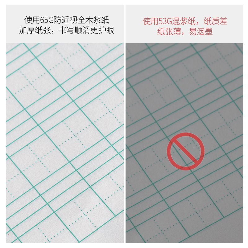 咸阳飞艺文海作业本单面生字本数学本16K32K拼音本田字格学生本子-图2