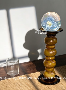 现代轻奢琉璃水晶球底座高档摆件