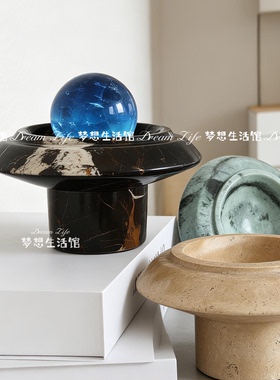 高端水晶球底座原石高脚能量造景盘摆件玄关客厅底托球台装饰品
