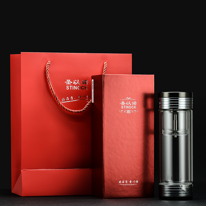 圣以诺213玻璃杯办公杯隔热茶杯透明双层过滤随手杯水晶杯口杯 - 图2