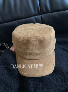 Banlicat 秋冬复古麂皮绒平顶马术帽女贝雷帽显脸小鸭舌帽韩百搭