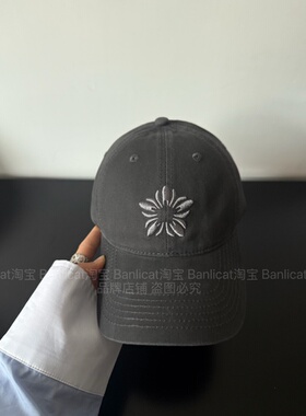张元英同款高级感雪绒花气质灰2026春韩棒球帽子男女显脸小鸭舌帽