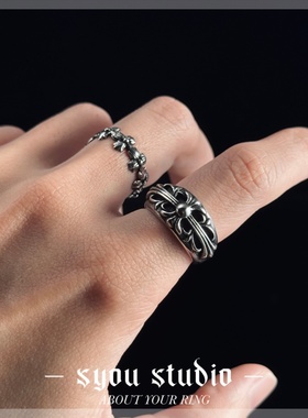 鸢尾花戒指女哥特风饰品钛钢