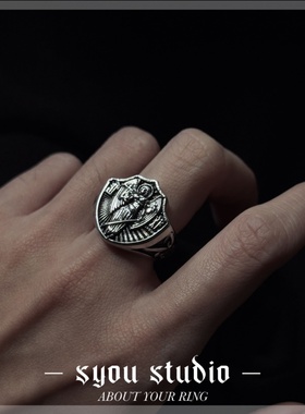 欧美复古小众圣经男士朋克风戒指