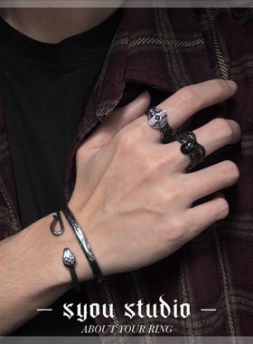 Syou克苏鲁黑色章鱼钛钢戒指