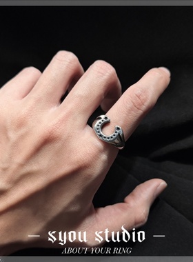 Syou男女通用钛钢复古小众戒指
