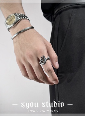 Syou缠绕蛇动物钛钢戒指