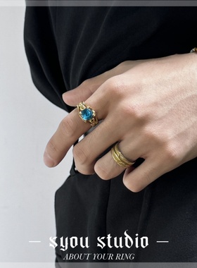 骷髅宝石钛钢戒指哥特朋克男女尾